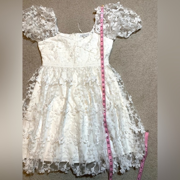 NWOT Endless Rose Crochet Lace Bustier Mini Dress Women’s White Small - Picture 6 of 9